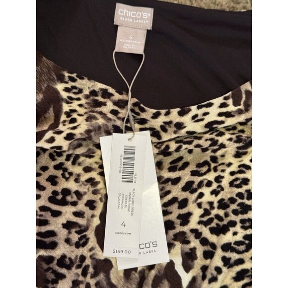NEW CHICOS Leopard Animal Print Faux Wrap Body con con Dress Glamchic Sz 20/22 - Picture 4 of 10